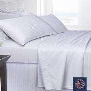 طقم ملايه مقلم مخلوط مثبته مقاس 160×200 سم من شطا