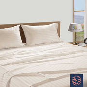 طقم ملايه مقلم مخلوط مثبته مقاس 180×200 سم من شطا